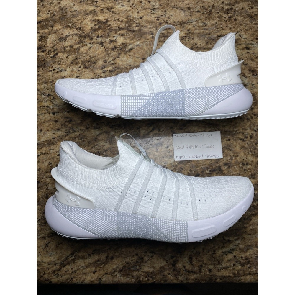 *NEW Men Size 12 Under Armour HOVR Phantom 3 Triple White Slip On Running Shoes